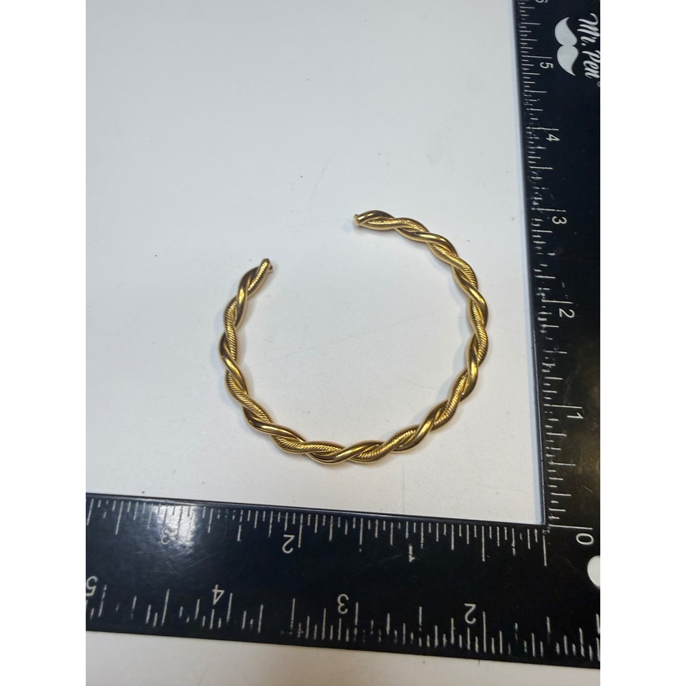 Gold Tone Twisted Rope Cuff Bracelet Open Bangle Classic Statement Jewelry